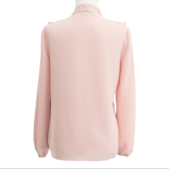 KASPER Ruffled Tie-Neck Top in Petal - Size Small - Picture 2 of 3